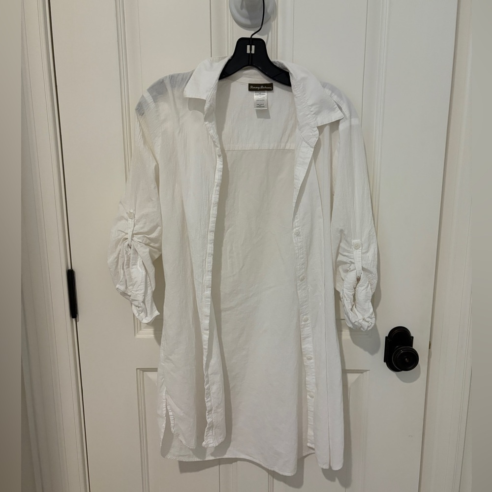 White Button-Up Swim Cover Up